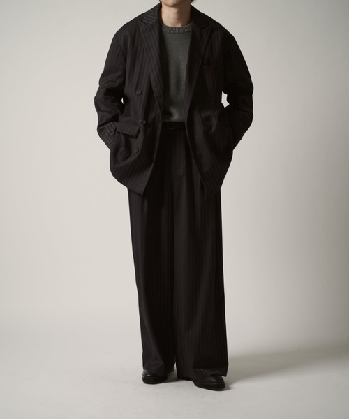 Neucon/ニューコン】ストライプ/チェック ダブルオーバージャケット