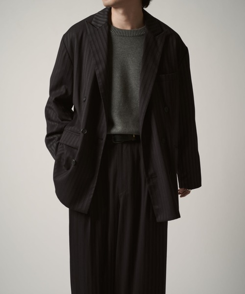 Neucon/ニューコン】ストライプ/チェック ダブルオーバージャケット