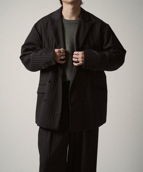 Neucon/ニューコン】ストライプ/チェック ダブルオーバージャケット