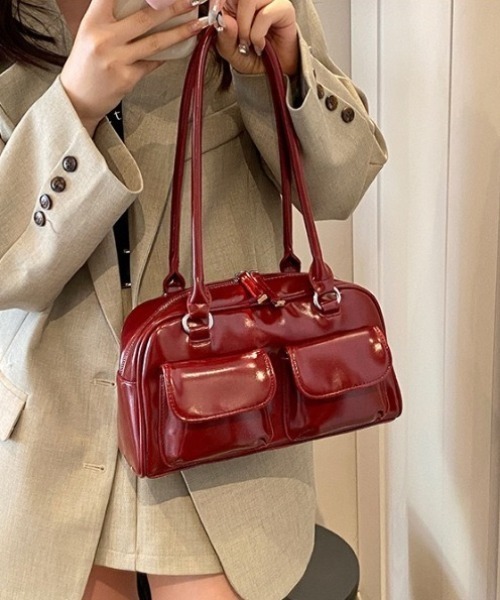 セール】ダブルポケットロングハンドルボストンバッグ（ボストン