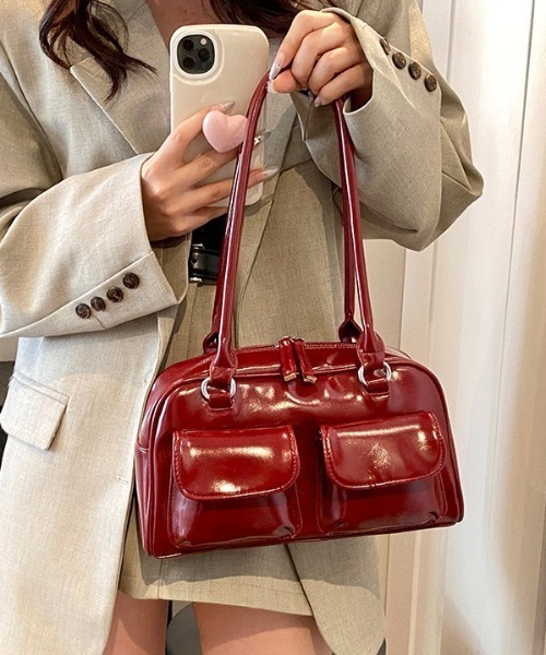 セール】ダブルポケットロングハンドルボストンバッグ（ボストン