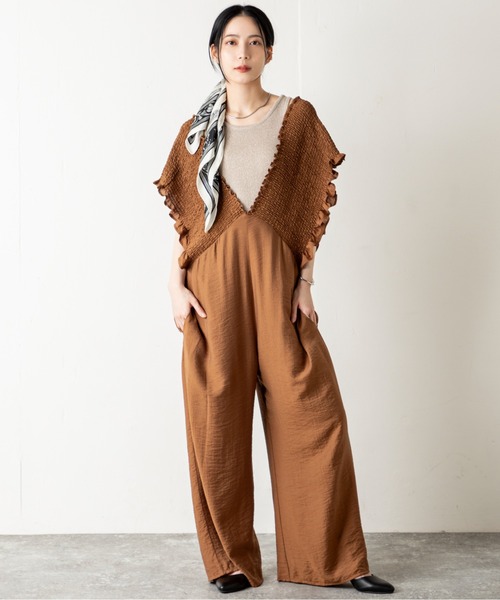 人気　楊柳シャーリング　サロペット　黒　茶　M2枚 予約]楊柳シャーリングサロペット/ブラック – Lumier