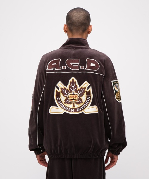 AVIREX（アヴィレックス）の「VELOUR RAGLAN SLEEVE STAND ZIP "A.C.D" / ベロア ラグランスリーブ スタンドジップ / AVIREX / アヴィレックス（ジャージ・メンズ・グリーン/ブラック・MEDIUM/LARGE/X-LARGE/XX-LARGE）」の9枚目の写真