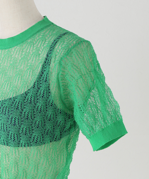 ニット セーター 「NICENICE MOMENT/ナイスナイスモーメント」LACE KNIT TOP：インナー付きニット レディース NICENICE MOMENT/ナイスナイスモーメント】LACE KNIT TOP