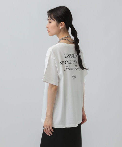 LEPSIM（レプシィム）の「ロゴ刺繍プリントT　588075（Tシャツ/カットソー・レディース・オフホワイト/ブラック/チャコールグレー/ホワイト・FREE）」の18枚目の写真