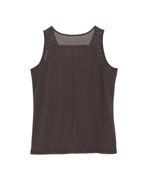 CONVERSE TOKYO（コンバーストウキョウ）の「SHEER LAYERED TANK TOP（タンクトップ・レディース・ブラウン/ブラック/オフホワイト・FREE）」の4枚目の写真