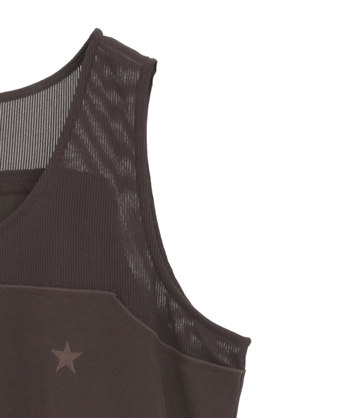 CONVERSE TOKYO（コンバーストウキョウ）の「SHEER LAYERED TANK TOP（タンクトップ・レディース・ブラウン/ブラック/オフホワイト・FREE）」の6枚目の写真