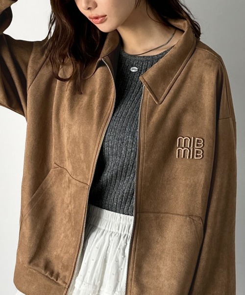 mily bilet（ミウィビレット）の「【mily bilet】柔らかタッチで重ね着にも最適♪立体刺繍デザインスエードポンチ素材ダブルジップブルゾン アウター（ブルゾン・レディース・キャメル/チャコール・X-LARGE/LARGE/MEDIUM/SMALL）」の18枚目の写真