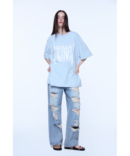 InstantFunk(インスタントファンク)の「【INSTANTFUNK】ダメージ グラフィック Tシャツ(Tシャツ/カットソー・レディース・ライトブルー/ホワイト・X-LARGE/LARGE)」の4枚目の写真