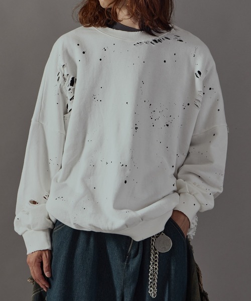 Damage processing Paint design sweatshirt / ダメージ加工 ペイント