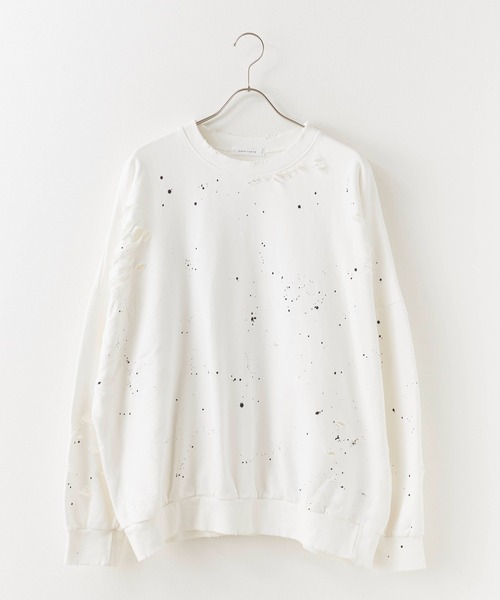 Theater code(シアターコード)の「Damage processing Paint design sweatshirt / ダメージ加工 ペイントデザインスウェット(スウェット・メンズ・ブラック/グレー/ホワイト・FREE)」の8枚目の写真