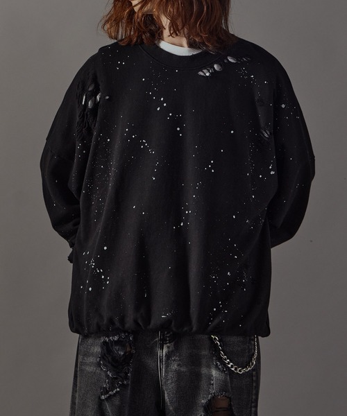 Theater code(シアターコード)の「Damage processing Paint design sweatshirt / ダメージ加工 ペイントデザインスウェット(スウェット・メンズ・ブラック/グレー/ホワイト・FREE)」の14枚目の写真