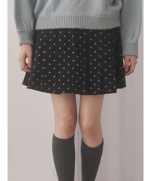 merry jenny（メリージェニー）の「lulu dotプリーツミニスカート（スカート・レディース・オフホワイト/ブラック・FREE）」の2枚目の写真
