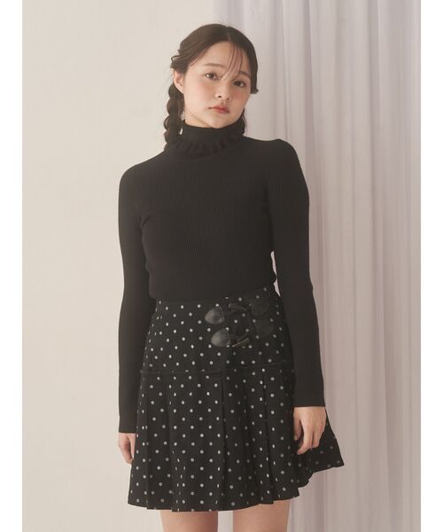 merry jenny（メリージェニー）の「lulu dotプリーツミニスカート（スカート・レディース・オフホワイト/ブラック・FREE）」の6枚目の写真
