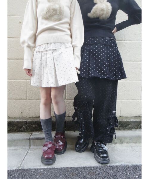 merry jenny（メリージェニー）の「lulu dotプリーツミニスカート（スカート・レディース・オフホワイト/ブラック・FREE）」の7枚目の写真