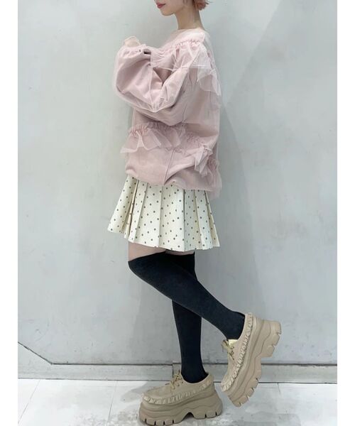 merry jenny（メリージェニー）の「lulu dotプリーツミニスカート（スカート・レディース・オフホワイト/ブラック・FREE）」の9枚目の写真