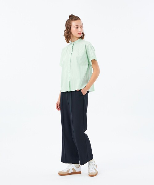 MACKINTOSH PHILOSOPHY(マッキントッシュ フィロソフィー)の「バンドカラーストライプハーフシャツ(シャツ/ブラウス・レディース・ベージュ/グリーン/パープル系その他4・38/36)」の5枚目の写真