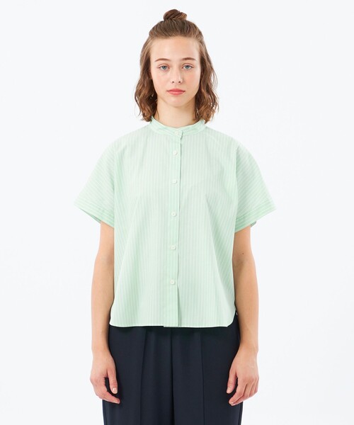 MACKINTOSH PHILOSOPHY(マッキントッシュ フィロソフィー)の「バンドカラーストライプハーフシャツ(シャツ/ブラウス・レディース・ベージュ/グリーン/パープル系その他4・38/36)」の16枚目の写真