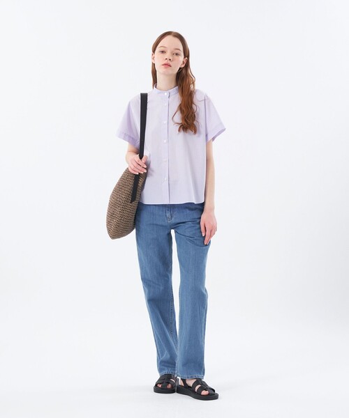 MACKINTOSH PHILOSOPHY(マッキントッシュ フィロソフィー)の「バンドカラーストライプハーフシャツ(シャツ/ブラウス・レディース・ベージュ/グリーン/パープル系その他4・38/36)」の21枚目の写真