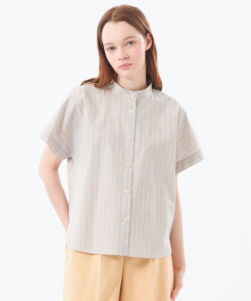 MACKINTOSH PHILOSOPHY(マッキントッシュ フィロソフィー)の「バンドカラーストライプハーフシャツ(シャツ/ブラウス・レディース・ベージュ/グリーン/パープル系その他4・38/36)」の8枚目の写真