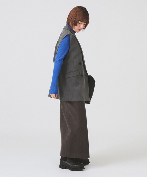 Ray BEAMS（レイビームス）の「ヘリンボーン 4ボタン ダブルブレスト ジレ（ベスト・レディース・カーキ/チャコールグレー・0/1）」の4枚目の写真