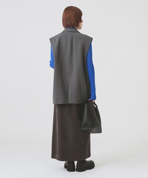 Ray BEAMS（レイビームス）の「ヘリンボーン 4ボタン ダブルブレスト ジレ（ベスト・レディース・カーキ/チャコールグレー・0/1）」の5枚目の写真