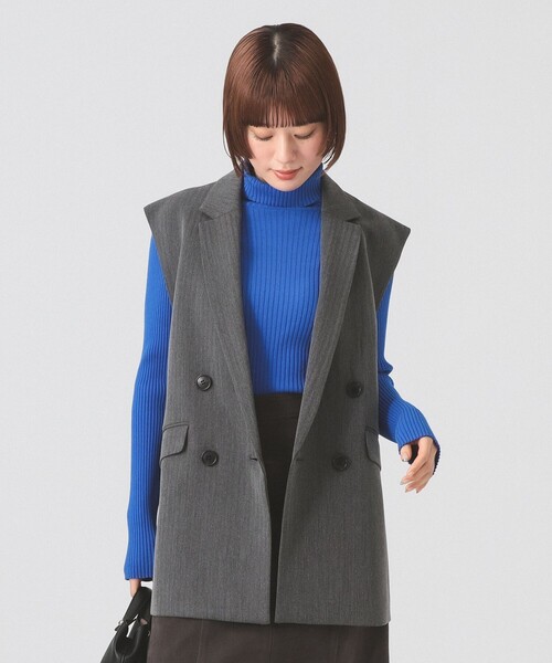 Ray BEAMS（レイビームス）の「ヘリンボーン 4ボタン ダブルブレスト ジレ（ベスト・レディース・カーキ/チャコールグレー・0/1）」の6枚目の写真