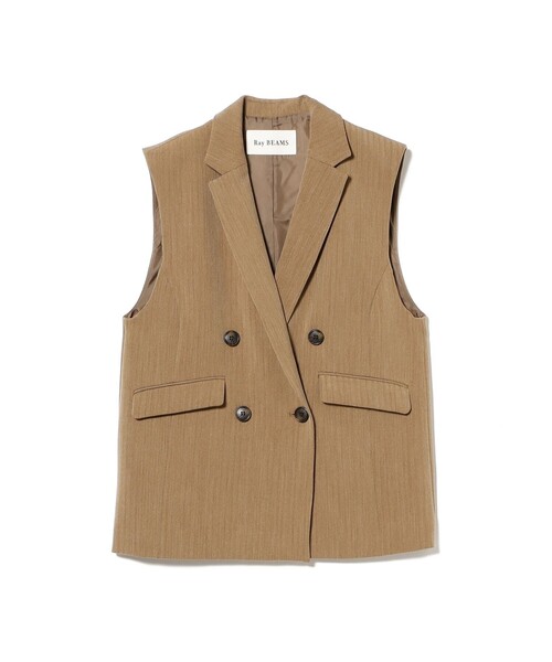Ray BEAMS（レイビームス）の「ヘリンボーン 4ボタン ダブルブレスト ジレ（ベスト・レディース・カーキ/チャコールグレー・0/1）」の15枚目の写真