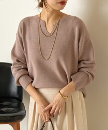 【着る人を選ばない】【秋から長く使える】カタアゼ編みVネックニット