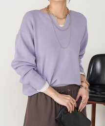 【着る人を選ばない】【秋から長く使える】【web限定アイテム】カタアゼ編みVネックニット 秋冬ニット