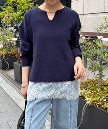 【着る人を選ばない】【秋から長く使える】カタアゼ編みVネックニット