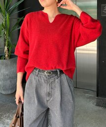 Jena espace merveilleux | カタアゼ編みVネックニット(ニット/セーター)