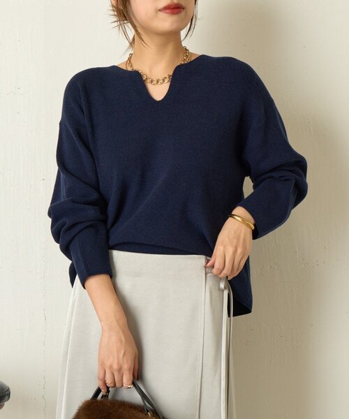すっきりニット】カタアゼ編みVネックニット(ニット/セーター)|Jena すっきりニット】カタアゼ編みVネックニット(ニット/セーター)|Jena