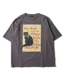 TETE HOMME（テットオム）の「ネコ グラフィックプリント クルーネックTシャツ / アニマルプリントTシャツ（Tシャツ/カットソー）」