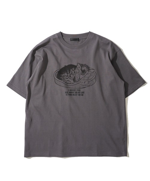 TETE HOMME(テットオム)の「ネコ グラフィックプリント クルーネックTシャツ / アニマルプリントTシャツ(Tシャツ/カットソー・レディース・グレー系1/ホワイト系1/グレー系2/ホワイト系2・LARGE/X-LARGE/MEDIUM)」の4枚目の写真