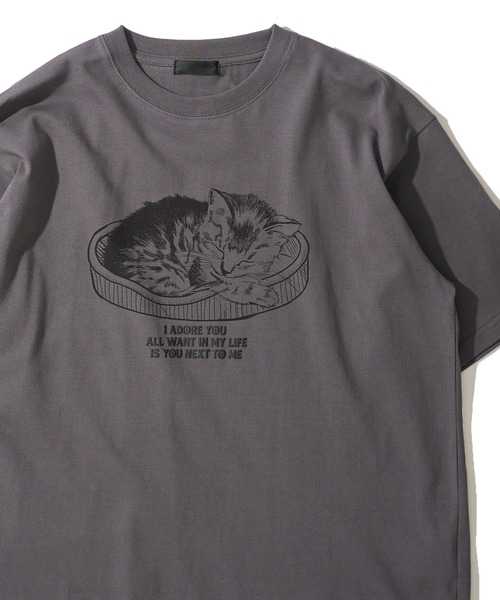 TETE HOMME(テットオム)の「ネコ グラフィックプリント クルーネックTシャツ / アニマルプリントTシャツ(Tシャツ/カットソー・レディース・グレー系1/ホワイト系1/グレー系2/ホワイト系2・LARGE/X-LARGE/MEDIUM)」の15枚目の写真
