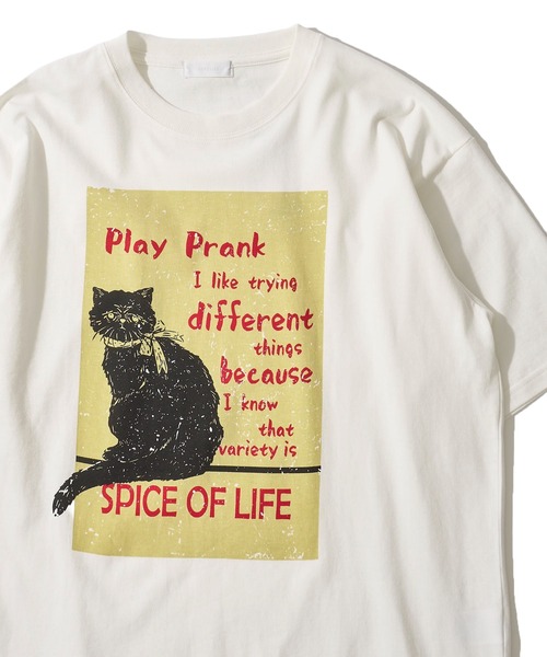 TETE HOMME(テットオム)の「ネコ グラフィックプリント クルーネックTシャツ / アニマルプリントTシャツ(Tシャツ/カットソー・レディース・グレー系1/ホワイト系1/グレー系2/ホワイト系2・LARGE/X-LARGE/MEDIUM)」の12枚目の写真
