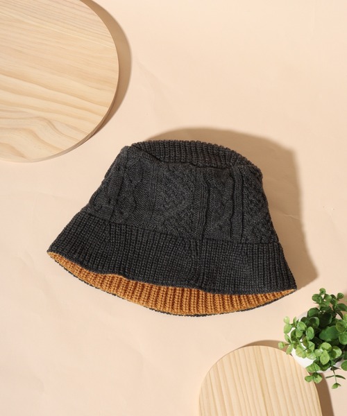 Ruben(ルーベン)の「Ruben /リバーシブル ニットバケットハット ニットキャップ(ハット・レディース・グリーン/ブラック/アイボリー/グレー・FREE)」の3枚目の写真