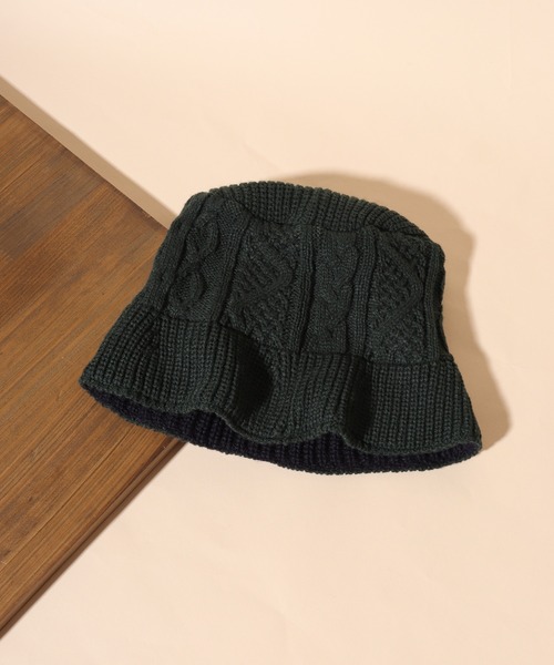 Ruben(ルーベン)の「Ruben /リバーシブル ニットバケットハット ニットキャップ(ハット・レディース・グリーン/ブラック/アイボリー/グレー・FREE)」の4枚目の写真