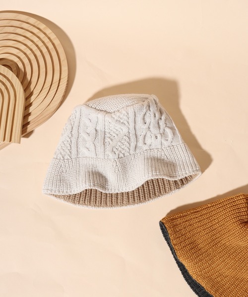 Ruben(ルーベン)の「Ruben /リバーシブル ニットバケットハット ニットキャップ(ハット・レディース・グリーン/ブラック/アイボリー/グレー・FREE)」の2枚目の写真