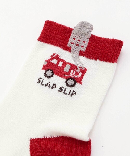 SLAP SLIP(スラップスリップ)の「消防車おにぎり恐竜ワンポイント+いろいろ総柄ソックス2点セット(13~21cm)(ソックス/靴下・キッズ・ブラック/レッド/グリーン・M/XS/S)」の5枚目の写真