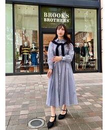 美品 ブルックスブラザーズ シャツワンピース スイカ柄 ベルト コットン 2 97489488_b_09_215.jpg