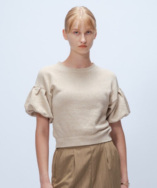 cloenc（クロエンス）の「【手洗い可】パフスリーブプルオーバー（Tシャツ/カットソー・レディース・ブラック/ダークブラウン/ベージュ・02）」の3枚目の写真