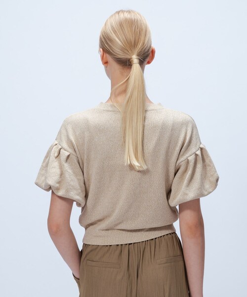 cloenc（クロエンス）の「【手洗い可】パフスリーブプルオーバー（Tシャツ/カットソー・レディース・ブラック/ダークブラウン/ベージュ・02）」の7枚目の写真