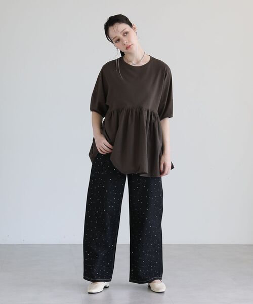 ELENCARE DUE（エレンカーレデュエ）の「・ELENCARE DUE ハイブリットTEE（Tシャツ/カットソー・レディース・ブラウン/ブラック/チャコールグレー/オフホワイト・FREE）」の15枚目の写真