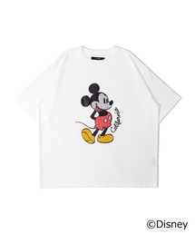 Mickey 刺繍風プリントTシャツ