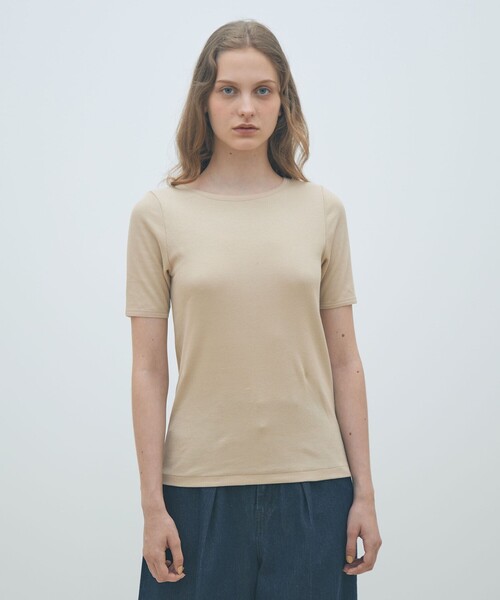 MACPHEE(マカフィー)の「コンビジャージー ハーフスリーブプルオーバー(Tシャツ/カットソー・レディース・ベージュ/ホワイト/チャコールグレー・S)」の12枚目の写真