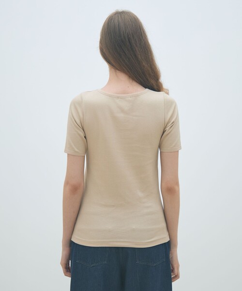 MACPHEE(マカフィー)の「コンビジャージー ハーフスリーブプルオーバー(Tシャツ/カットソー・レディース・ベージュ/ホワイト/チャコールグレー・S)」の10枚目の写真