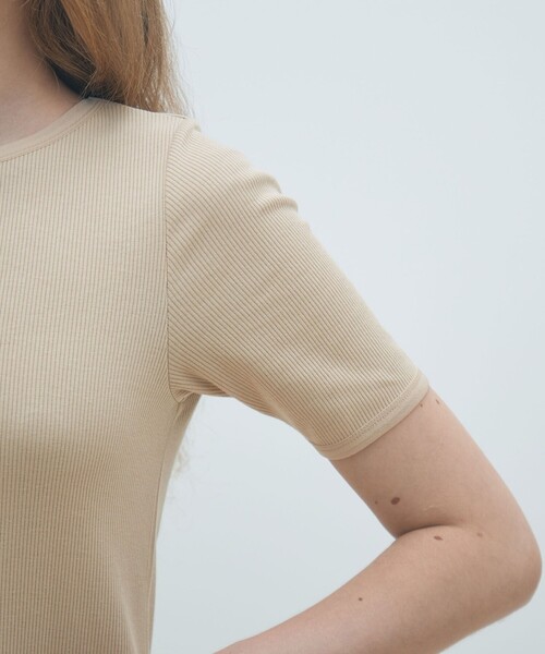 MACPHEE(マカフィー)の「コンビジャージー ハーフスリーブプルオーバー(Tシャツ/カットソー・レディース・ベージュ/ホワイト/チャコールグレー・S)」の8枚目の写真