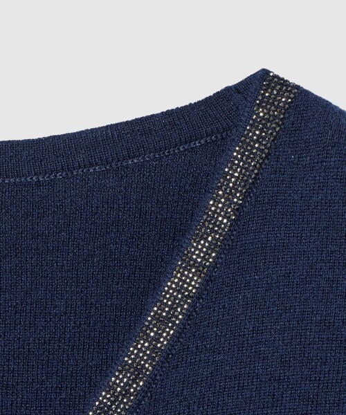 ステップビジューVネックカーディガン（カーディガン/ボレロ）｜ANAYI